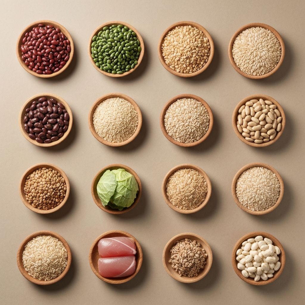 Organized display of different food groups